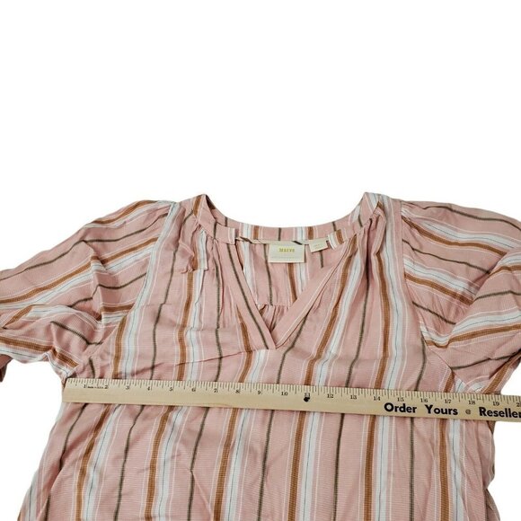 Anthropologie Maeve Blouse Small Pink Byron Striped Balloon Sleeve Boho Top - Picture 9 of 11